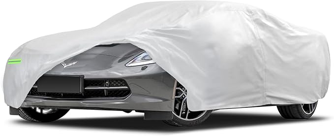 Car Cover Custom Fit for Corvette C4 C5 C6 C7 C8 1980–2026, Migaven Waterproof Full Exterior Cover Sun Rain Protection with Door Zipper and Cotton Lining