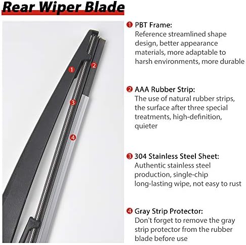 Replacement for TOYOTA Highlander 2001-2007 Rear Windshield Back Wiper Arm Blade Set OE:85241-48080