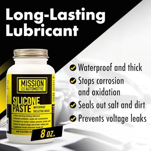 Mission Automotive Silicone Dielectric Grease Paste - 8 Oz Dielectric Grease for Electrical Connectors and Spark Plug Protection - Waterproof Clear Silicone Paste Automotive Greases and Lubricants