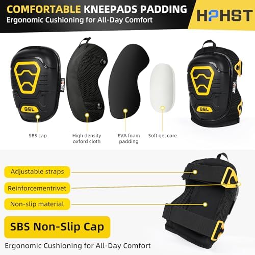 Professional Heavy-Duty Work Knee Pads with Gel & Foam Cushion – Slip-Resistant Support for Construction, Flooring, and Gardening (Yellow)