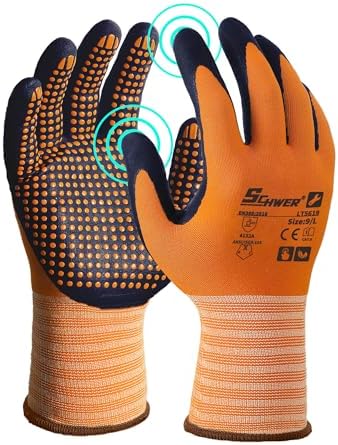Schwer 240 Pairs Safety Work Gloves, MicroDot Abrasion & Grip, LT5619, M