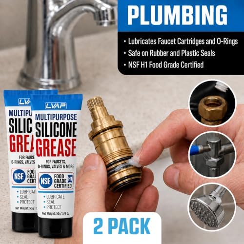 2 Pack - Multi-Purpose Silicone Grease: NSF Food Grade Safe, Waterproof Dielectric Grease, & Premium Silicone Lube for Potable Water & Electrical Systems