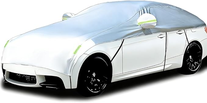Half Car Cover Car Cover for Sunshade Half Car Body Cover Snow Cover Waterproof Universal Silver with Cotton (Sedan)