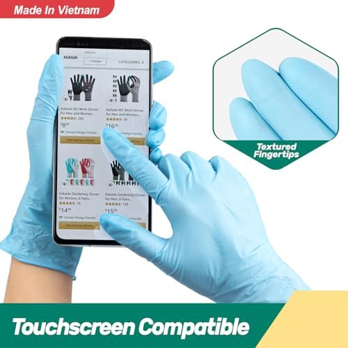 Kebada D1 Blue Disposable Nitrile Gloves, 100% Food Safe, 1000 Count