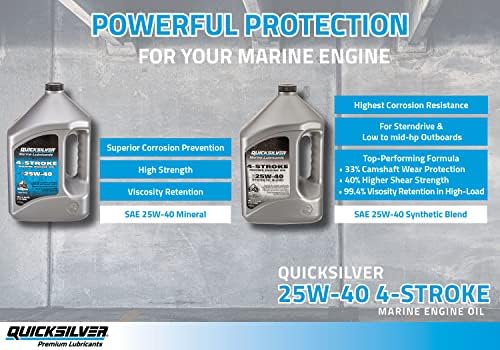 Quicksilver 25W-40 Synthetic Blend 4-Stroke Marine Engine Oil, 1 Quart
