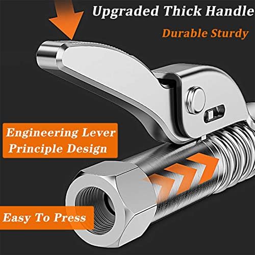 Grease Gun Tip Grease Gun Coupler Fittings Upgraded To 12,000 Psi Heavy Duty Grease Nozzle Coupler Quick Lock And Release,Compatible With All Grease Guns 1/8" Npt Fittings Ends Grease Gun Accessories