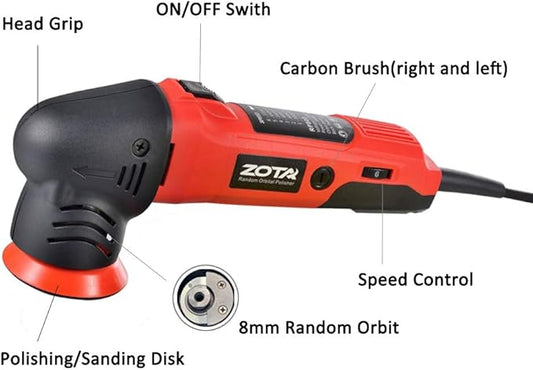 ZOTA Orbital Polisher - 3" Dual Action Mini Polisher Kit with 13.1 ft Cord for Car Detailing