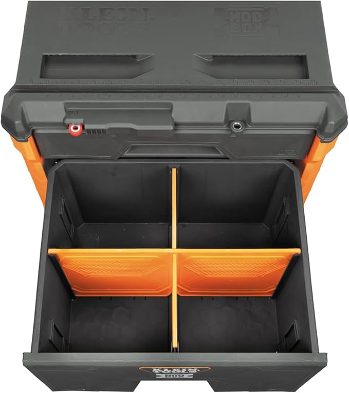 Klein Tools 54801MB MODbox Rolling Drawer Tool Box, Heavy-Duty Double Drawer Tool Organizer, Deep Stackable Set