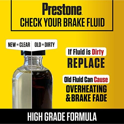 Prestone AS800Y-6PK DOT 4 Brake Fluid, Synthetic, High Grade, 50,000 Mile, 12 oz., (Pack of 6)