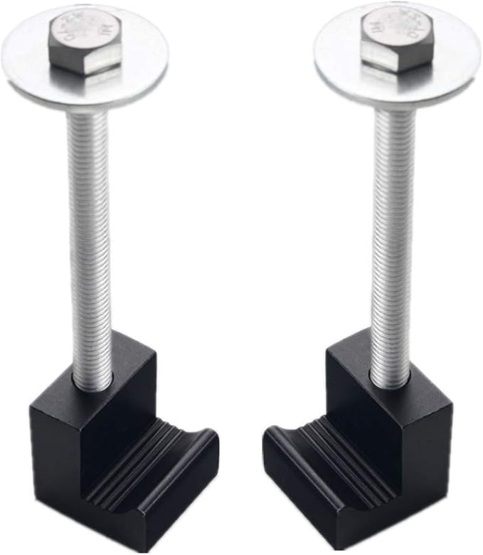 DEWHEL Universal Premium Heavy Duty Tool Box Tie Down Aluminum J Hook Crossover Toolbox Pickup Pair (2 PCS, Black)