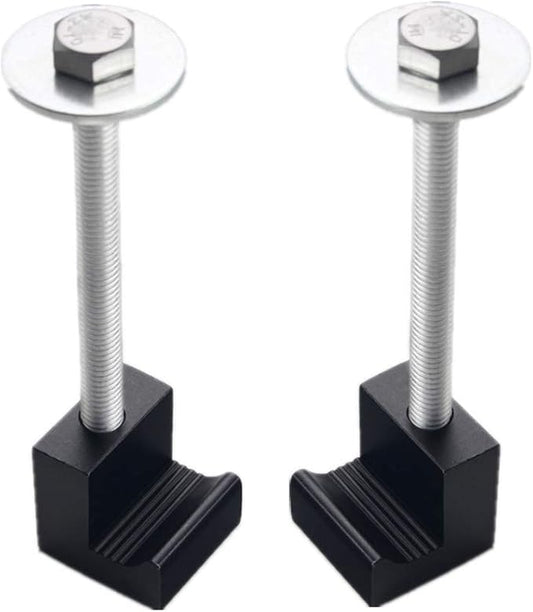 DEWHEL Universal Premium Heavy Duty Tool Box Tie Down Aluminum J Hook Crossover Toolbox Pickup Pair (2 PCS, Black)