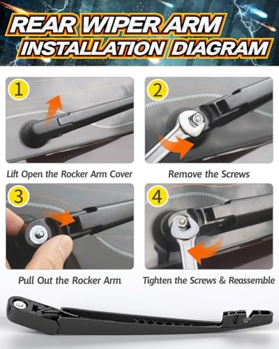 Rear Wiper Arm Blade Assembly, Replacement for Honda CR-V 2007–2011 SUV | Back Windshield Wiper Blade Arm Set, With Rear Window Wiper Arm Nut Cap Cover Accessories – OEM-Style Precision
