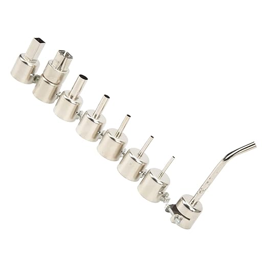 Hot Air Gun Tips, 8Pcs Curved Angle Heat Gun Nozzles Kit Stainless Steel Hot Air Gun Tips Heat Resisting Nozzles Tool for Maintenance Hot