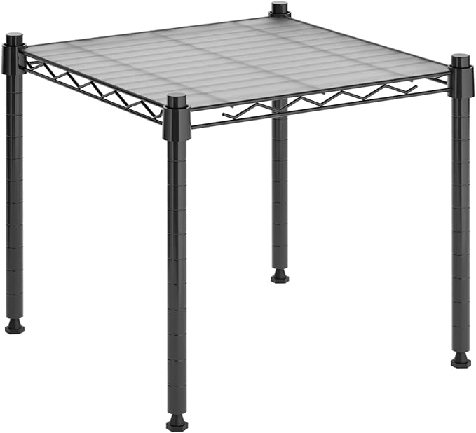 Whitmor 1 Tier Supreme Stacking Shelving Unit, Wire Metal Home Storage Organizer, 15" L x 14" W x 15" H, Black W/Liner