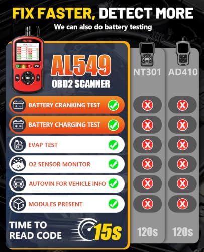 Autel OBD2 Scanner Autolink AL549, Car Code Reader for Check Engine Light, OBD2 Scan Tool for Read & Clear Fault Codes, Battery Test & Live Data, OBDII Diagnostic Tool for 1996+Cars and Trucks