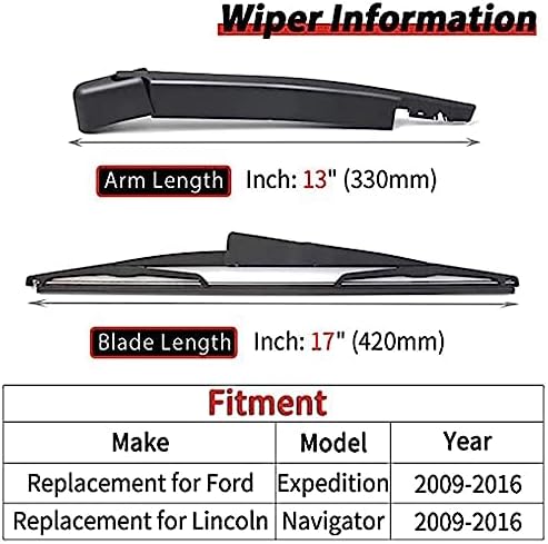 OTUAYAUTO Upgraded Replacement for Ford Expedition Lincoln Navigator 2009-2016 Rear Windshield Wiper Arm Blade Set - Replacement OEM 9L1Z17526A