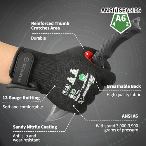 FreezeGuard Winter Work Gloves for Men and Women, ANSI A6 Cut Resistant Gloves With Super Grip, Freezer Glove for Work Below Zero, Touchscreen, Thermal Insulated, PR3388, Black Knight (S, 1 Pair)