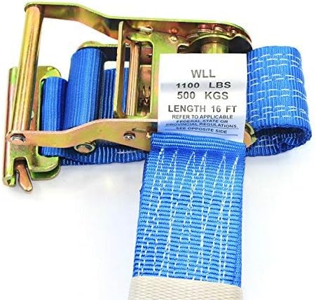 GRIPON (Pack of 4) 2 Inch by 16 Feet E Track Fitting Tie Down Ratchet Strap