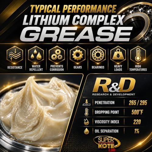 Lithium Complex Grease | Lubricant | Superkote 2000 Multipurpose | NLGI 2 | EP | High Temp | Automotive | Construction | Industry | Gear | Wheel Bearing | Axle | Bike | White | 114 gr Squeeze Tube