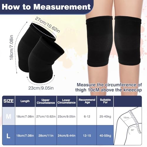 Andibro Kids Knee Sleeve Brace, 1 Pair Knee Compression Sleeve Breathable Children Knees Support Pad Elastic Soft Knees Protectors for Volleyball Football Dance Yoga Tennis Running Cycling Climbing(L)
