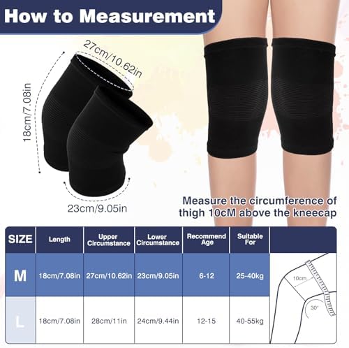 Andibro Kids Knee Sleeve Brace, 1 Pair Knee Compression Sleeve Breathable Children Knees Support Pad Elastic Soft Knees Protectors for Volleyball Football Dance Yoga Tennis Running Cycling Climbing(M)