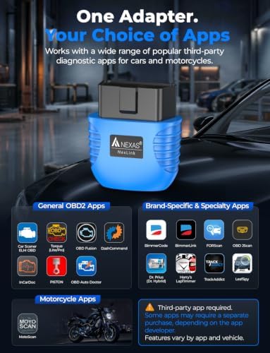 NEXAS NexLINK Bluetooth OBD2 Scanner with Live Data for All US Cars