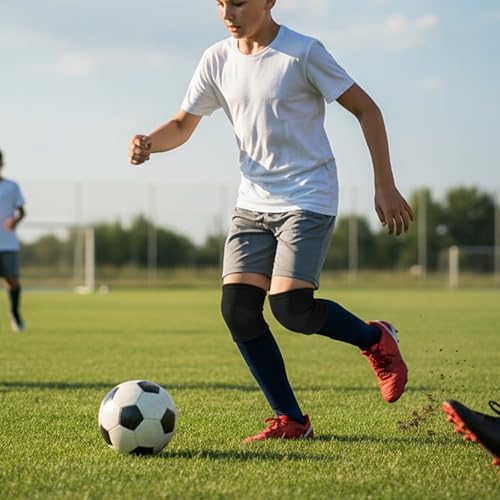 Kids Knee Brace Sleeve, 1 Pair Youth Knee Compression Sleeve Breathable Children Knees Support Pad Elastic Soft Knees Protectors for Kid Boys Girls Basketball Volleyball Football Running(Large)