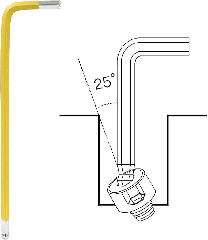 4mm Yellow Ball End Allen Wrench Set, 25 Angle Metric, S2 Alloy Steel