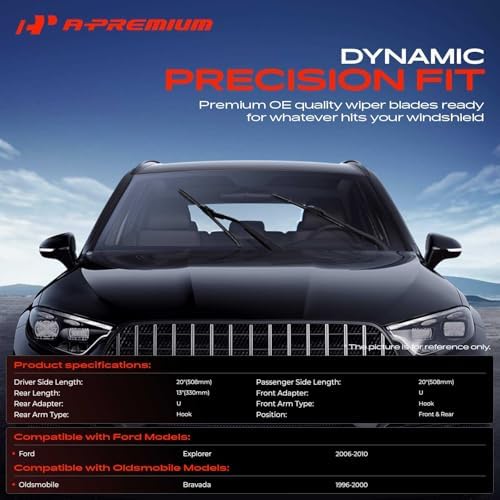 A-Premium 20"+20"+13" Windshield Wiper Blades with Wear Indicator & Towel