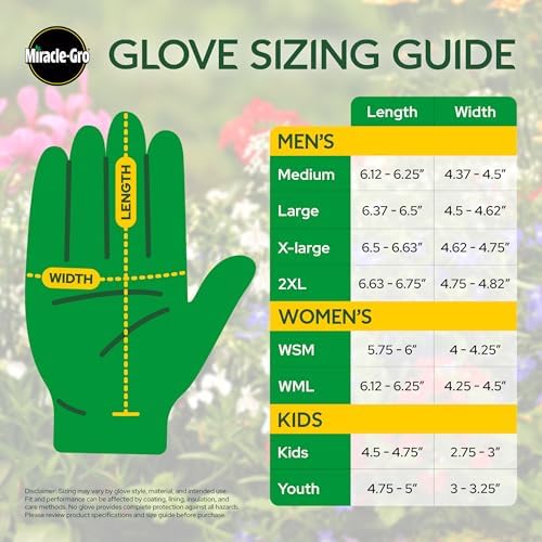Miracle Gro Women's Nitrile Coated Grip Floral Pattern Gardening Work Gloves