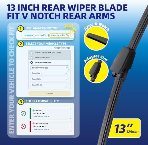 5 PLUS® 13 Inch Rear Windshield Wiper Blade - Original Quality,Quiet Wiping