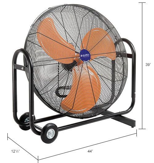 Global Industrial 36" Portable Tilt Blower Drum Fan, Direct Drive, 13,300 CFM, 2/3 HP, 2 Speeds, 120V, Mobile Drum Fan for Warehouses, Loading Docks, Garages