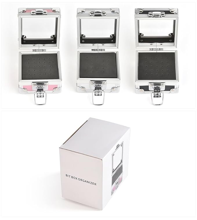 Nail Drill Bits Box Container 25 Hole Professional Nail Sander Storage Box Nail Art Tools Storage Container Nail Art Tools for Nail Art Sander Drill Bits Display Container (Silver)