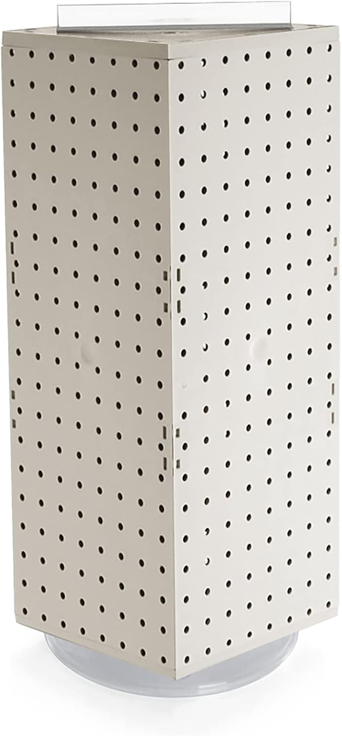 Azar Displays 703385-WHT Four-Sided Revolving 8”W X 20”H Pegboard Counter Display, White