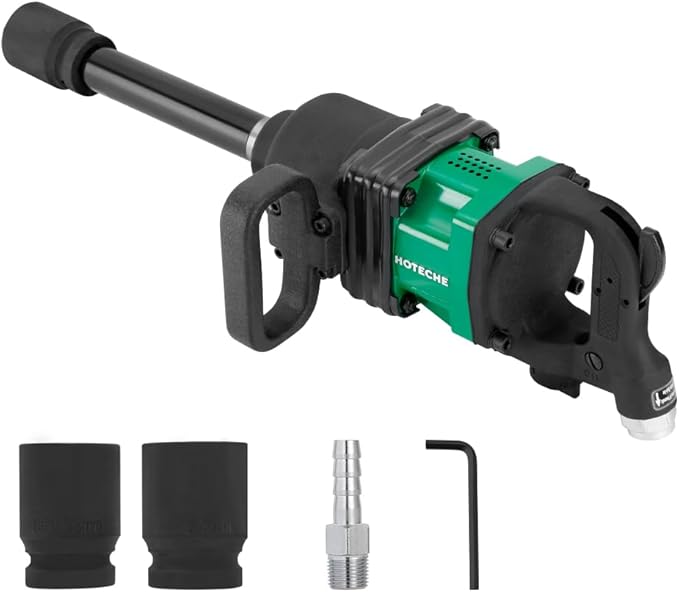 Hoteche 1-Inch Air Impact Wrench Kit, 2211 ft-lbs Heavy Duty Pneumatic Impact Gun, Twin Hammer Mechanism, Truck Tire Tool with Sockets for Semi-Truck, RV, and Industrial Use