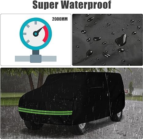 Waterproof Car Cover Compatible with Hummer 2002-2009 H2, 420D Oxford Cloth All Weather Classic SUV Car Covers with Zipper Door & Lock for Snow Rain Protection
