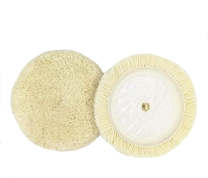 Wool Buffing Pad,2 Pack 7" Car Polishing Pad with Hook and Loop for Cleaning & Cutting,Polishing,100% Wool Sheepskin Material,Durable and Soft