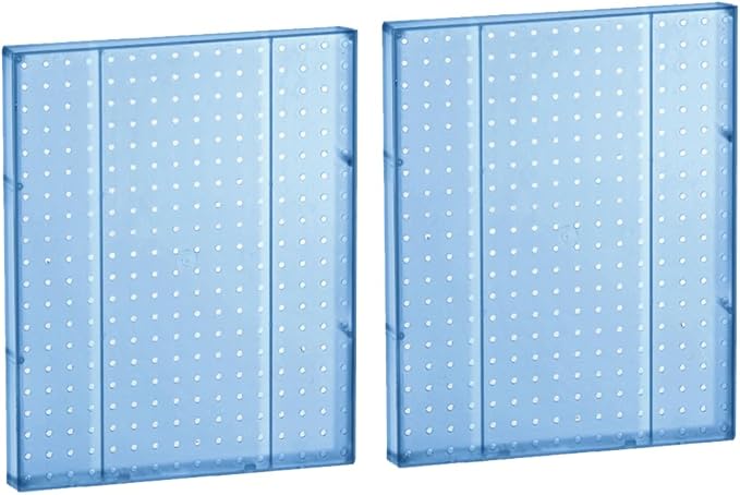 Azar Displays 771620-BLU Plastic Pegboard for Wall Organization - Garage Tool Organizer Wall Mount (Pack of 2) - 1-Sided Durable Wall Panel Organizer (16” W x 20” H x 1” D) - Garage Organizer (Blue)