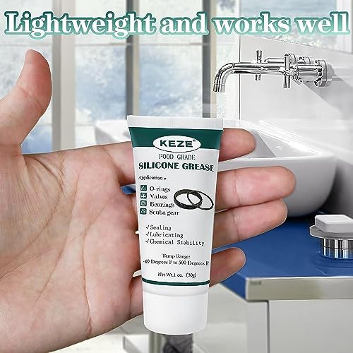 KEZE Food Grade Silicone Grease Pool Lube Tube O Rings Lubricant for Plumber Faucet Gasket Water Filter Rubber Seal Silicon Grease with Brush 1 oz 2-Pack