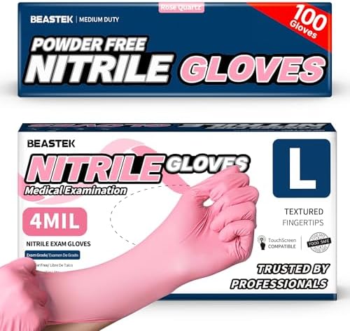 BEASTEK Medical Nitrile Exam Gloves Disposable Powder-Free, 4 Mil 100 Count