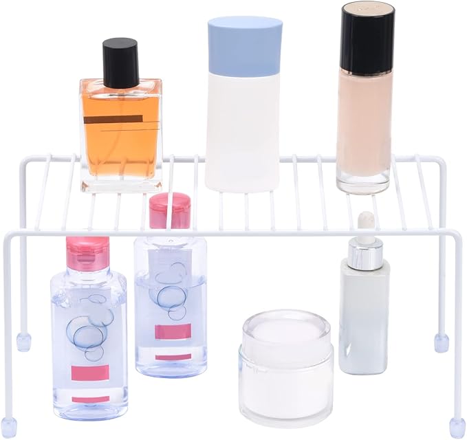 SIBAO Kitchen Shelves, Cabinet Organization Mini Storage Shelf, Storage Rack Organizer for Kitchen, Fridge, Cabinet, Bathroom (White 2)