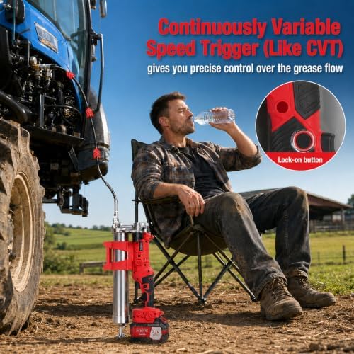 Grease Gun Electric, 11 oz/min&12,000 PSI, 43" Hose, Leak‑Proof(TOOL ONLY)