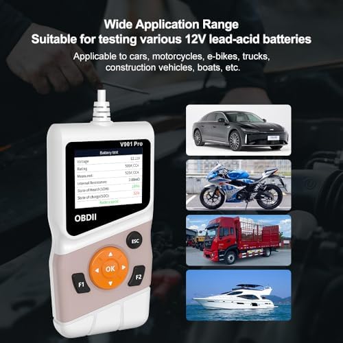 OBD2 Scanner Diagnostic Tool, Car Code Reader & Car Battery Tester for 12V Lead-Acid Batteries, OBD II Scanner, Wireless Car Scanner Diagnostic Tool, Vehicle Code Reader