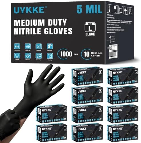 Nitrile Gloves 5 Mil Disposable Latex Black Nitrile Gloves Medium