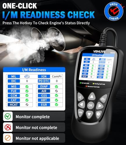 OBD2 Scanner Diagnostic Tool, VEHLIVE V850 Car Code Reader for Check Engine Light with Reset, I/M Readiness, Battery Tester, Live Data, CAN Diagnostic Scan Tool for All OBDII Vehicles After 1996