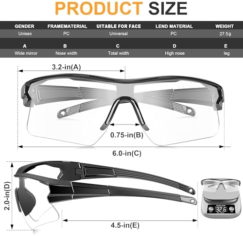 Safety Glasses for Men, Anti Scratch & UV Protection Work Glasses