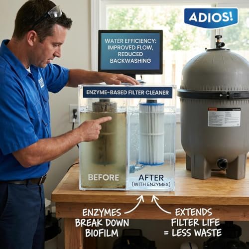 Pool Filter Cleaner for Cartridge DE and Sand, 4X Enzyme Soak - 32oz