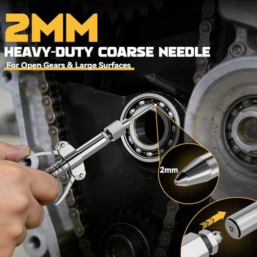 Ecarke Grease Gun Coupler Kit, 12000 PSI High Pressure Quick-Release Coupler, 90 Degree Grease Gun Coupler Adapter & 2 Grease Needle Tips for Greasing Narrow, Tight & Deep Spaces