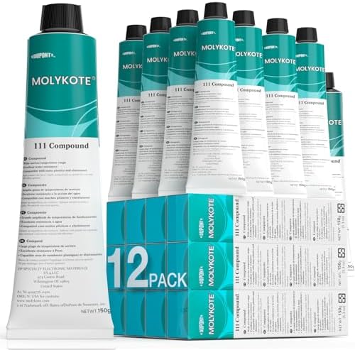 12pcs Molykote 111 Compound Valve Lubricant and Sealant 150g 5.3oz, Silicone Grease for for Repair and Protection of Water Pipes, Ships, Electronic Equipment, Water Resistant, Low Volatility