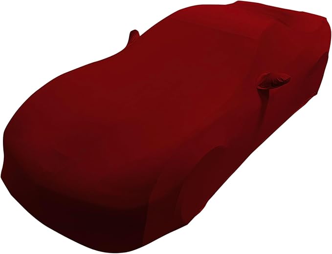 SR1 USA C6 Corvette Indoor Car Cover - Custom Fit Ultraguard Stretch Satin - Dust Proof Full Cover - The Ultimate High End Fit for 2005-2013 Base, Grand Sport, ZR1, Z06 Corvettes (Dark Red)